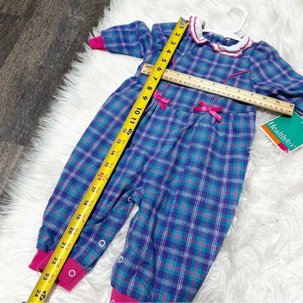 Healthtex one piece romper longsleeves plaid with collar ribbons 12 mos new